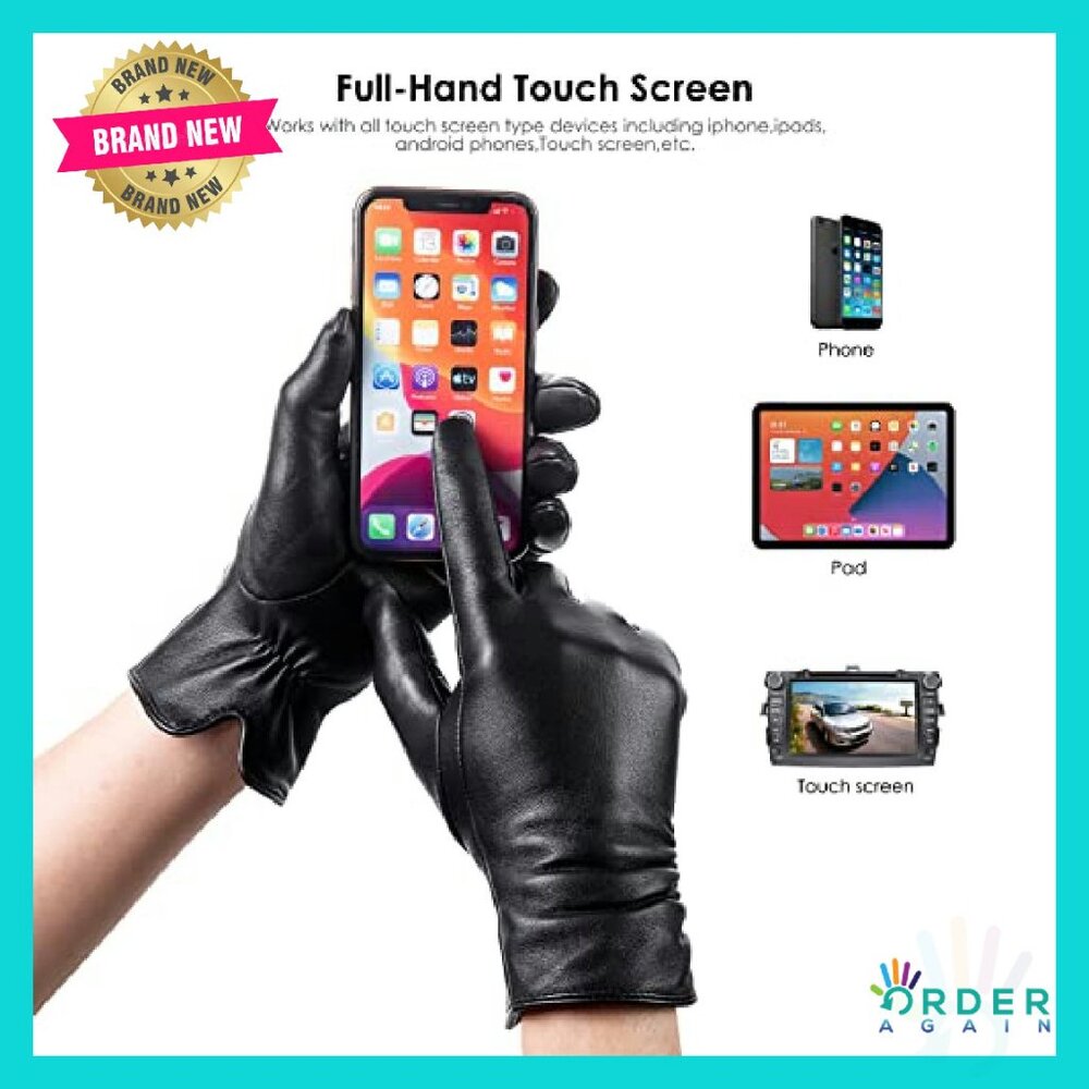 Winter Touchscreen Leather Gloves Warm Driving El… - image 6